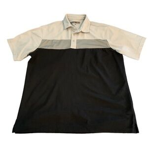 Men's Pebble Beach Black Gray Polo Shirt DRY-LUXE Performance Size XL EUC #4190